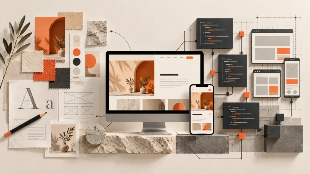 Custom website design compared with a template website layout