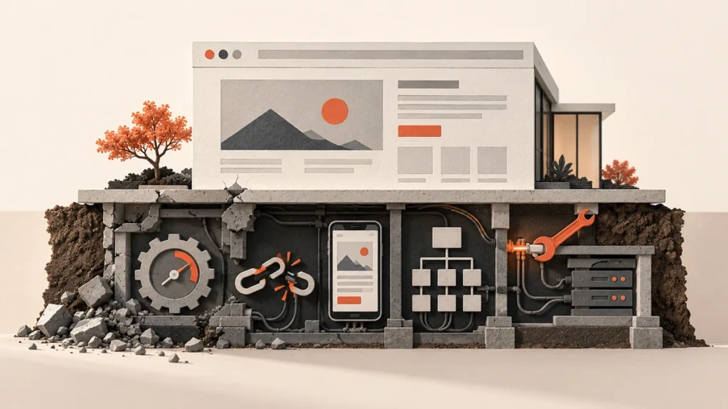 Technical SEO issues reviewed on a business website dashboard