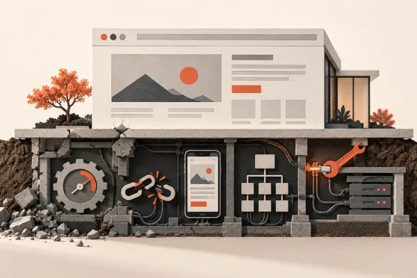 Technical SEO issues reviewed on a business website dashboard